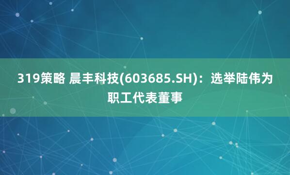 319策略 晨丰科技(603685.SH)：选举陆伟为职工代表董事