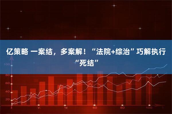 亿策略 一案结，多案解！“法院+综治”巧解执行“死结”