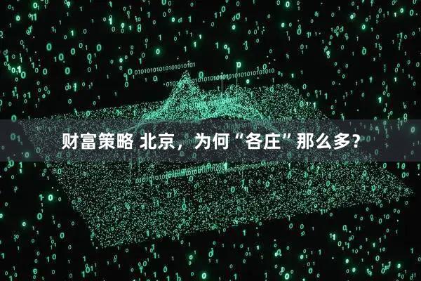 财富策略 北京，为何“各庄”那么多？